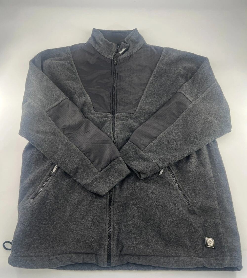 Ski Doo Fleece Jacket Mens Small Gray Black Full Zip Warm Sno Gear Warm Winter